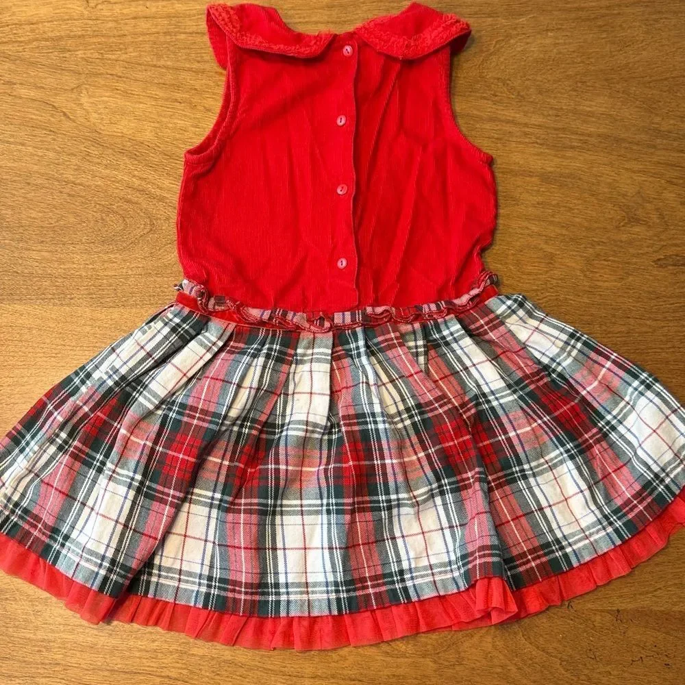 Festive Red and Plaid Kids Costume Dress